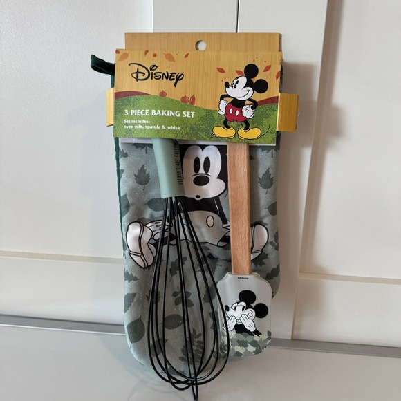 Disney Other - Disney Mickey Mouse 3 Piece Baking Set Oven Mitt Spatula Whisk Fall Theme